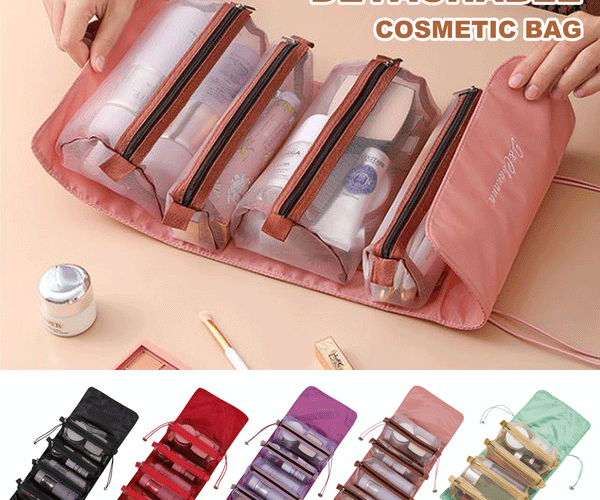 4 in 1 Detachable Hanging Storage Travel Roll Up Makeup Bag