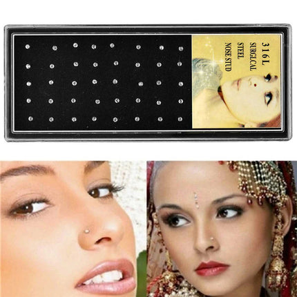 40pcs L Shape Nose Stud With 1.8mm Diameter Crystal - Image 5