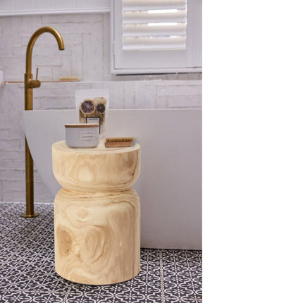 Artistic Home Decoration Round Timber Stool Natural Wooden Display Karlo Stool