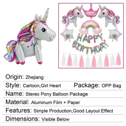 60cm Foil Unicorn Balloon Birthday Party Pack Splendid&Co.