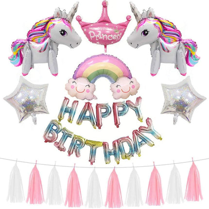 60cm Foil Unicorn Balloon Birthday Party Pack - Image 1