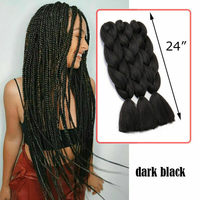62cm Synthetic Braiding Hair Extensions - Dark Black Splendid&Co.