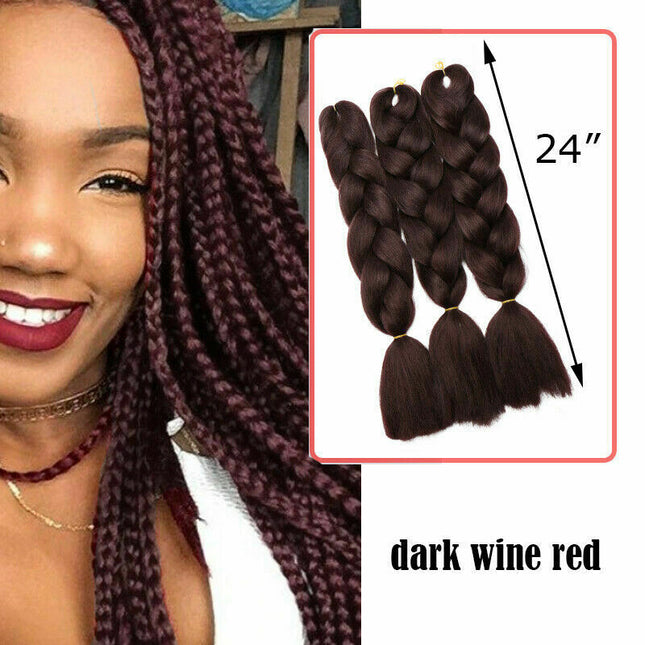 62cm Synthetic Braiding Hair Extensions - Dark Wine Red Splendid&Co.