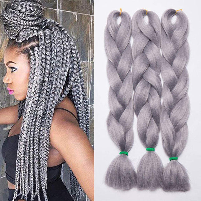 62cm Synthetic Braiding Hair Extensions - Metal Grey Splendid&Co.