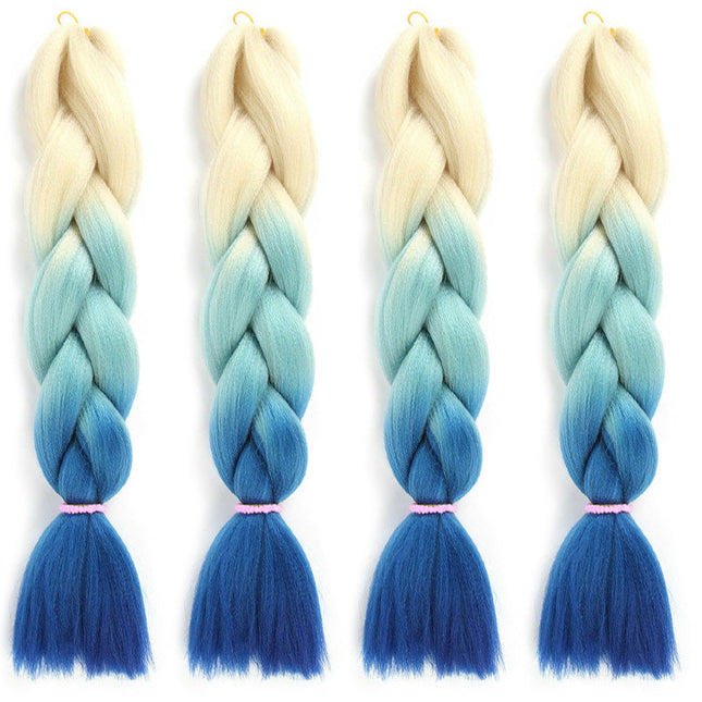 62cm Synthetic Gradient Coloured Braiding Hair Extensions -Beige&Mint&Blue Splendid&Co.
