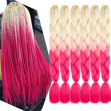62cm Synthetic Gradient Coloured Braiding Hair Extensions -Beige&Pink Splendid&Co.
