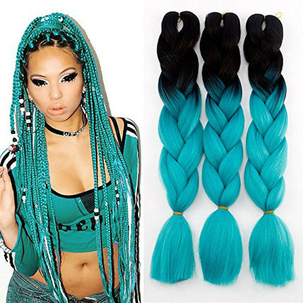 62cm Synthetic Gradient Coloured Braiding Hair Extensions - Black&Belize Splendid&Co.