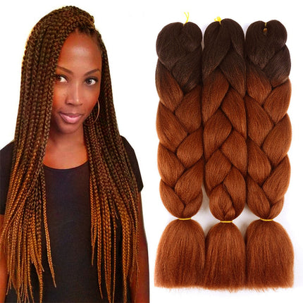 62cm Synthetic Gradient Coloured Braiding Hair Extensions - Black&Cinnamon Splendid&Co.