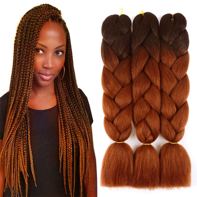 62cm Synthetic Gradient Coloured Braiding Hair Extensions - Black&Cinnamon Splendid&Co.