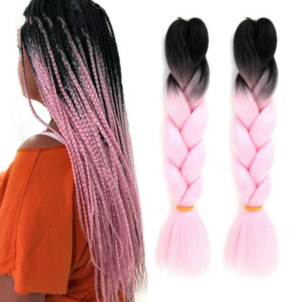 62cm Synthetic Gradient Coloured Braiding Hair Extensions - Black&Light Pink Splendid&Co.