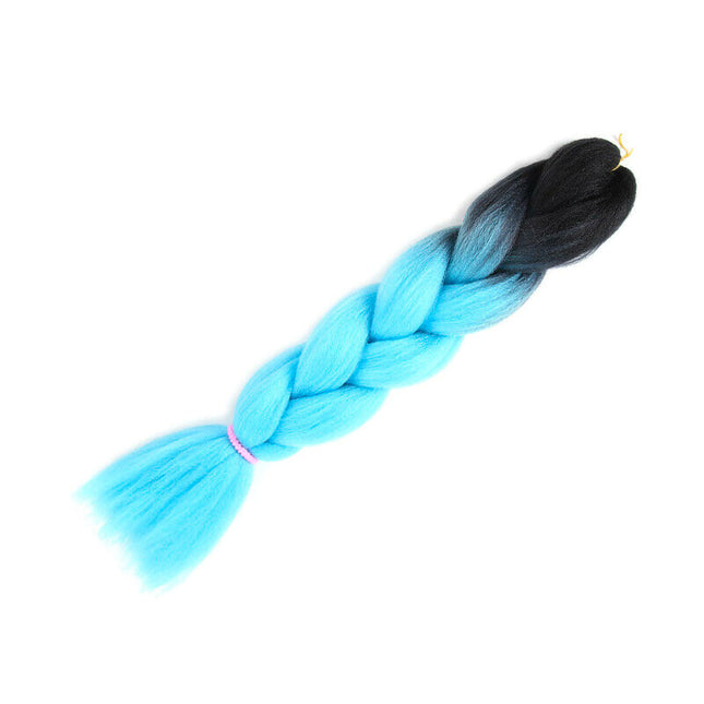 62cm Synthetic Gradient Coloured Braiding Hair Extensions - Black&Sky Blue Splendid&Co.