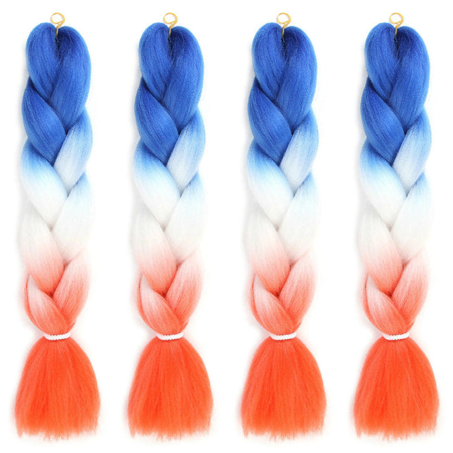 62cm Synthetic Gradient Coloured Braiding Hair Extensions - Blue&White&Orange Splendid&Co.