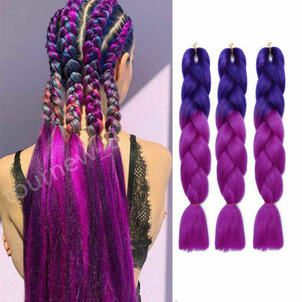 62cm Synthetic Gradient Coloured Braiding Hair Extensions - Dark Blue&Purple Splendid&Co.