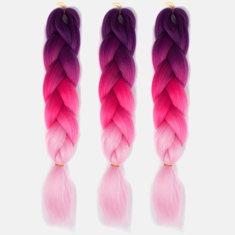 62cm Synthetic Gradient Coloured Braiding Hair Extensions - Dark