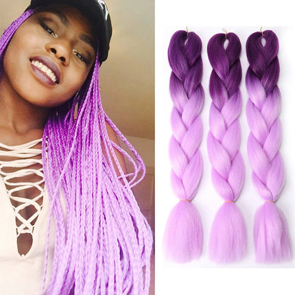 62cm Synthetic Gradient Coloured Braiding Hair Extensions - Purple&Light Purple Splendid&Co.