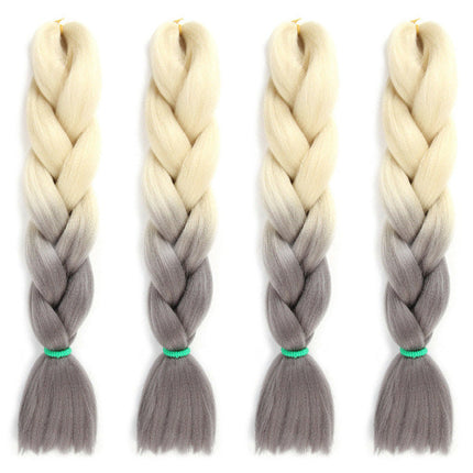 62cm Synthetic Gradient Coloured Braiding Hair Extensions -Beige&Silver Grey - Image 1