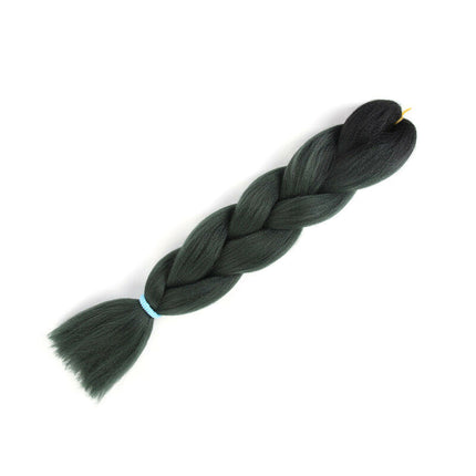 62cm Synthetic Gradient Coloured Braiding Hair Extensions - Black&Bottle Green - Image 1