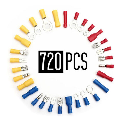 720Pcs Assorted Crimp Terminals Electrical Wire Connector Spade Kit