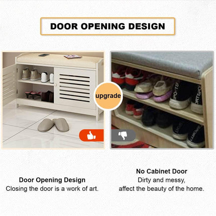 800mm Wide Wooden Shoe Cabinet Organizer With Bench Seat Splendid&Co.