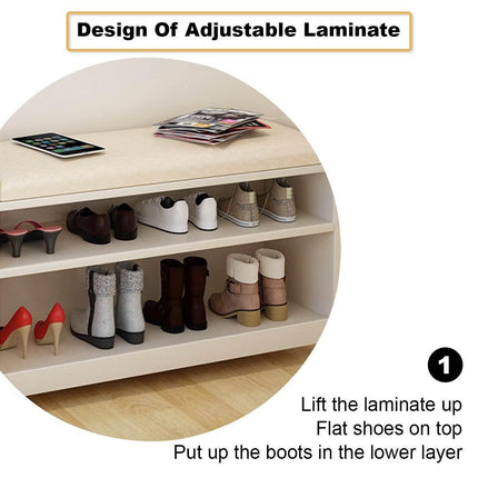 800mm Wide Wooden Shoe Cabinet Organizer With Bench Seat Splendid&Co.