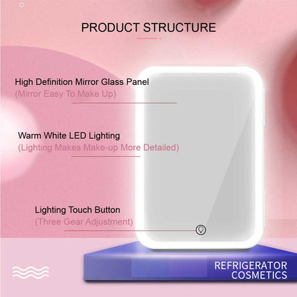 8L Beauty Fridge With Vanity Mirror White Splendid&Co.