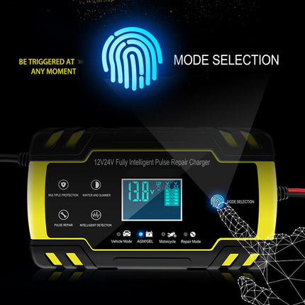 8A 12V 24V Car Battery Charger LCD Trickle Smart Repair Motorcycle Caravan Boat