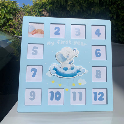 My First Year Newborn Baby 12 Pictures Photo Frame Frames Blue