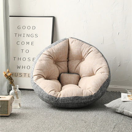 Adjustable Floor Sofa Bed Chair Lazy Leisure Lounger Beige & Grey Splendid&Co.
