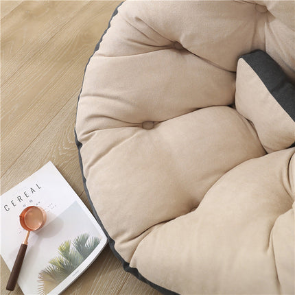 Adjustable Floor Sofa Bed Chair Lazy Leisure Lounger Beige & Grey Splendid&Co.