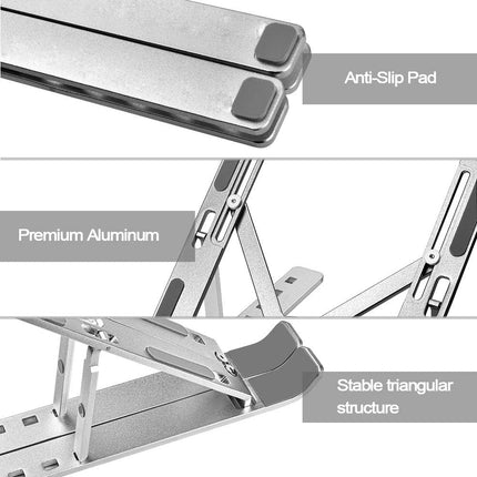 Adjustable Portable Aluminum Laptop Mackbook Ipad Stand Holder-Silver Splendid&Co.