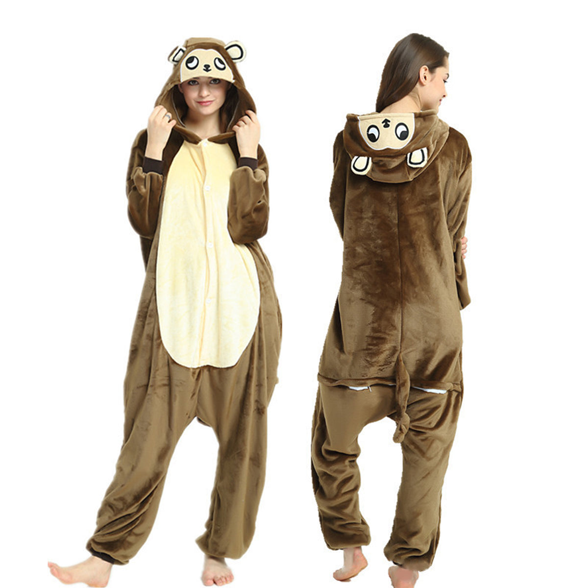 Squirrel Onesie One-Piece Pajamas Animal Cosplay Costume Halloween Xmas  Gift, Brown, Size M for 158-168cm height : : Fashion