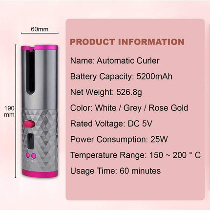 Auto Cordless Rotating Hair Curler Waver Curling Iron Splendid&Co.