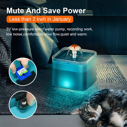 Automatic LED Electric Dog Cat Pet Water Fountain Blue Splendid&Co.