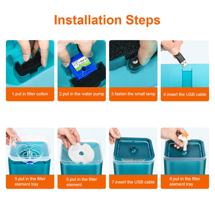 Automatic LED Electric Dog Cat Pet Water Fountain Blue Splendid&Co.