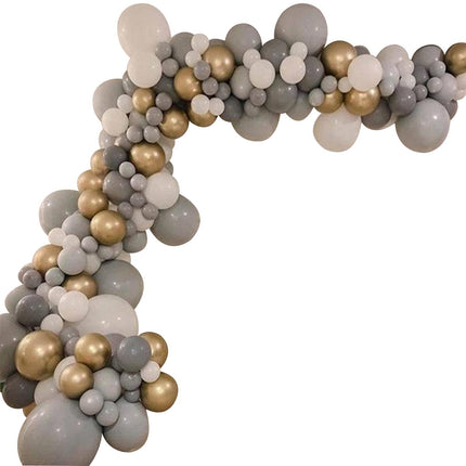 Balloon Arch Kit Set Birthday Wedding Party Balloons-179Pcs Grey&Gold Set Splendid&Co.
