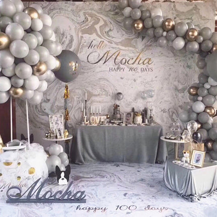 Balloon Arch Kit Set Birthday Wedding Party Balloons-179Pcs Grey&Gold Set Splendid&Co.