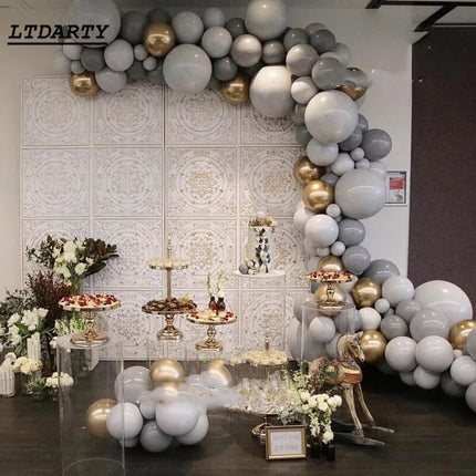 Balloon Arch Kit Set Birthday Wedding Party Balloons-179Pcs Grey&Gold Set Splendid&Co.