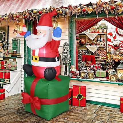 Christmas Inflatables Santa Claus Giftbox Built-In LED Lights Outdoor Xmas Splendid&Co.