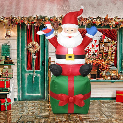 Christmas Inflatables Santa Claus Giftbox Built-In LED Lights Outdoor Xmas Splendid&Co.