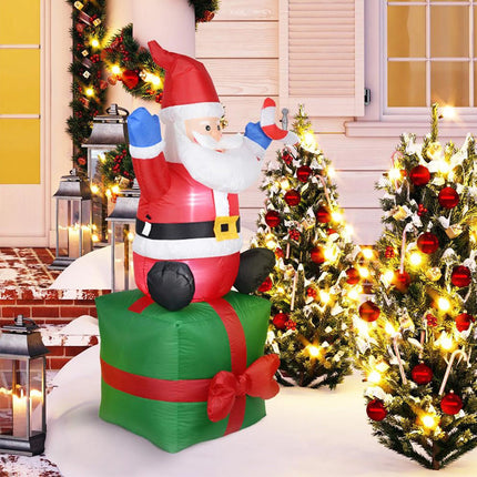 Christmas Inflatables Santa Claus Giftbox Built-In LED Lights Outdoor Xmas Splendid&Co.