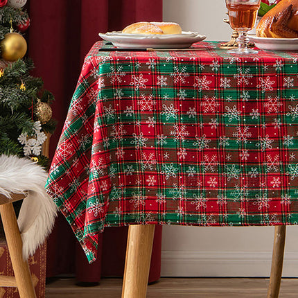 Christmas Tablecloth Table Rectangle Fiber  Cover Red-Green Snowflake Splendid&Co.