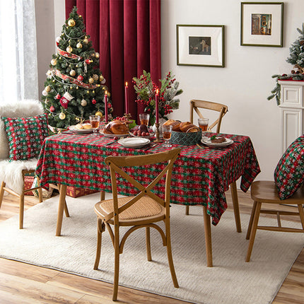 Christmas Tablecloth Table Rectangle Fiber  Cover Red-Green Snowflake Splendid&Co.