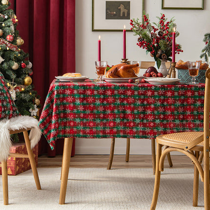 Christmas Tablecloth Table Rectangle Fiber  Cover Red-Green Snowflake Splendid&Co.