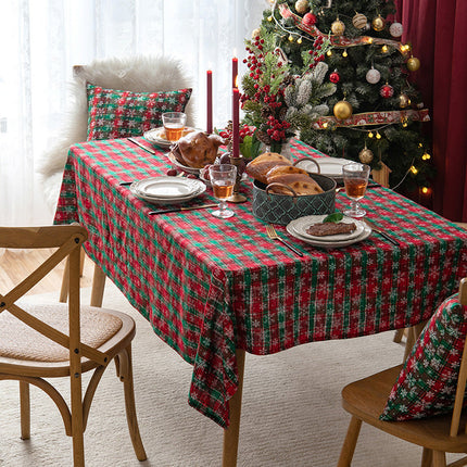 Christmas Tablecloth Table Rectangle Fiber  Cover Red-Green Snowflake Splendid&Co.
