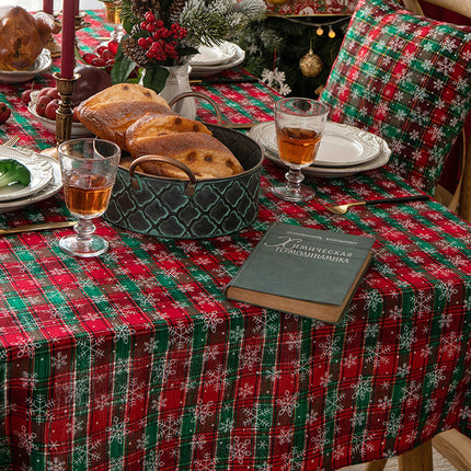 Christmas Tablecloth Table Rectangle Fiber  Cover Red-Green Snowflake Splendid&Co.