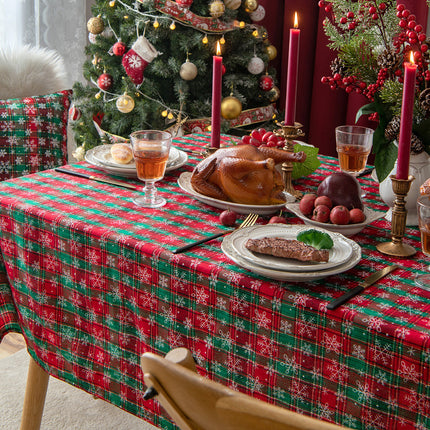 Christmas Tablecloth Table Rectangle Fiber  Cover Red-Green Snowflake Splendid&Co.