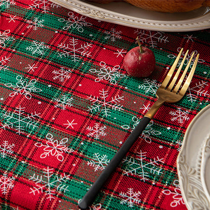 Christmas Tablecloth Table Rectangle Fiber  Cover Red-Green Snowflake Splendid&Co.