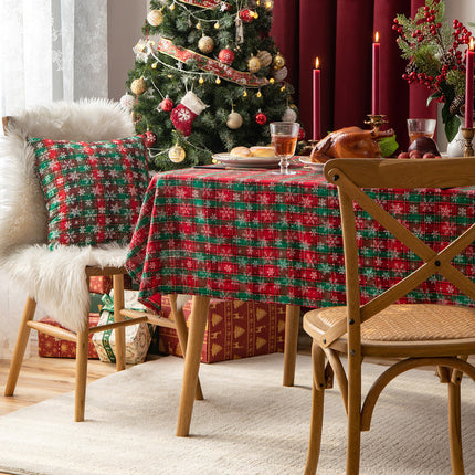 Christmas Tablecloth Table Rectangle Fiber  Cover Red-Green Snowflake Splendid&Co.