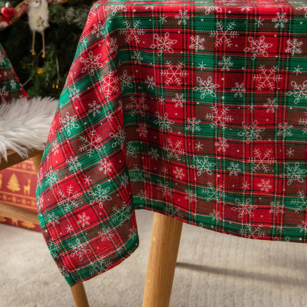 Christmas Tablecloth Table Rectangle Fiber  Cover Red-Green Snowflake Splendid&Co.