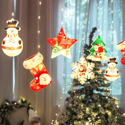 Christmas Window LED String Lights Snowman Santa Hanging Party Decoration Splendid&Co.